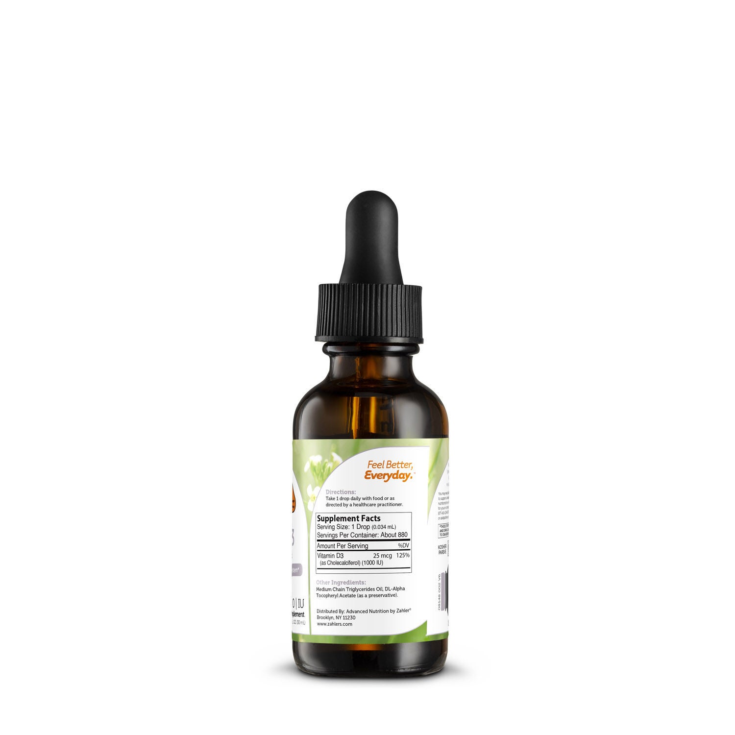 Vitamin D3 Liquid Supplement 1000 IU - 1 oz. (880 Servings)